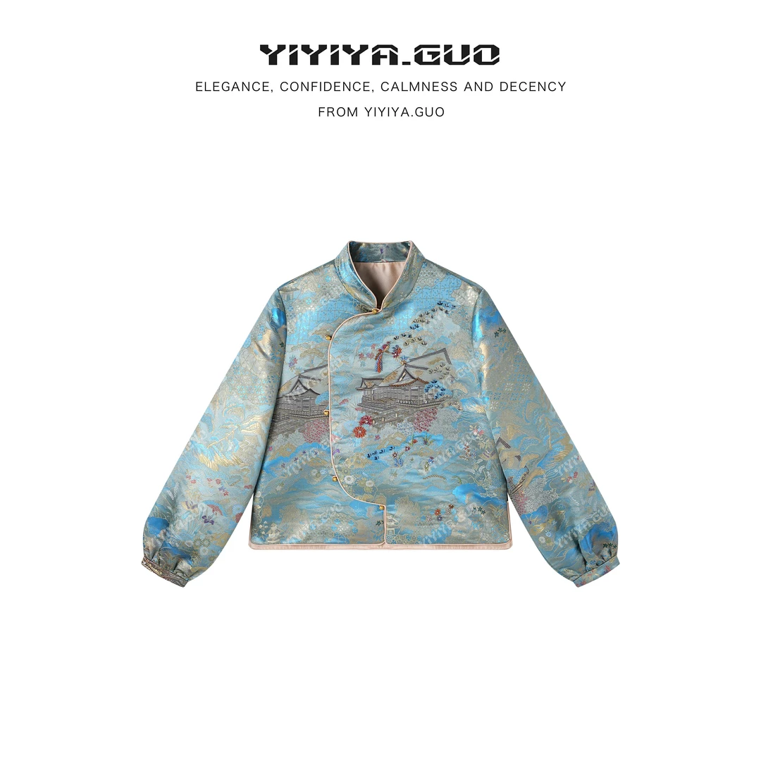 yiyiya.Guo艺艺吖【山水鸳鸯】立领斜襟提花外套090161SS52