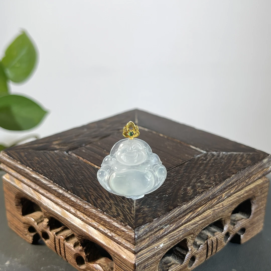 JTA02-108 天然缅甸A货翡翠 18K扣佛公