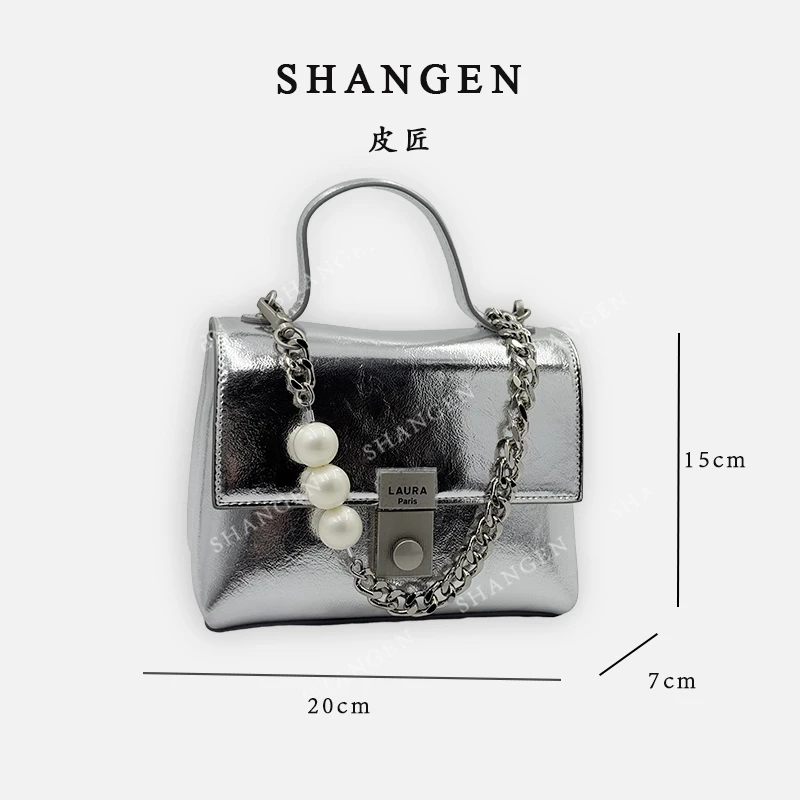 【尚恩CC】SD-5267-水光银-轻奢时尚女士新款手提单肩斜挎包