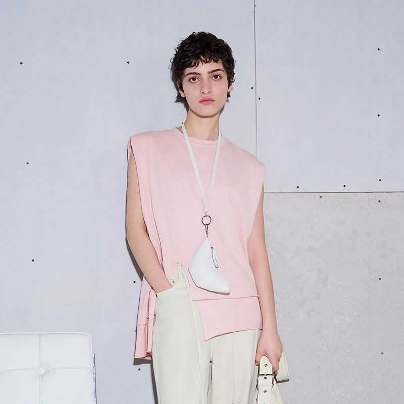 MSLAN丨商场同款夏季新款圆领不规则开叉无袖背心女MGBN324