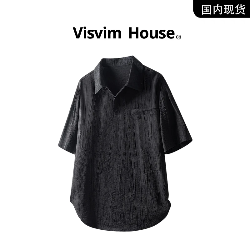 【品牌现货撤柜】VISVIM WINGS夏季薄款宽松冰丝速干大码短袖衬衫男