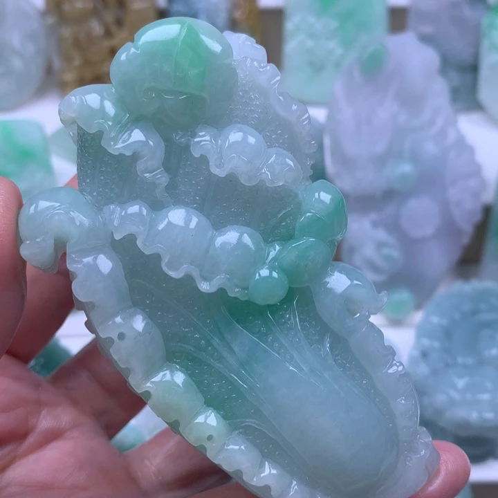 定制翡翠未镶嵌挂件白菜摆件