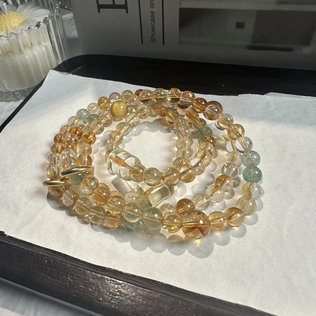 【小院甄选】原创暴力黄双圈手链约6mm 多样性发一件1852EZH