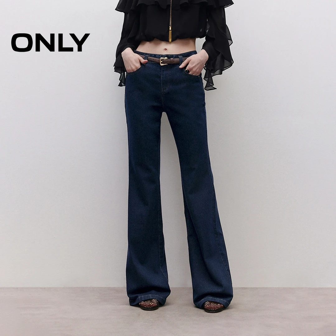 ONLY2025夏季新款设计感舒适修身长裤喇叭裤牛仔裤女|125332039
