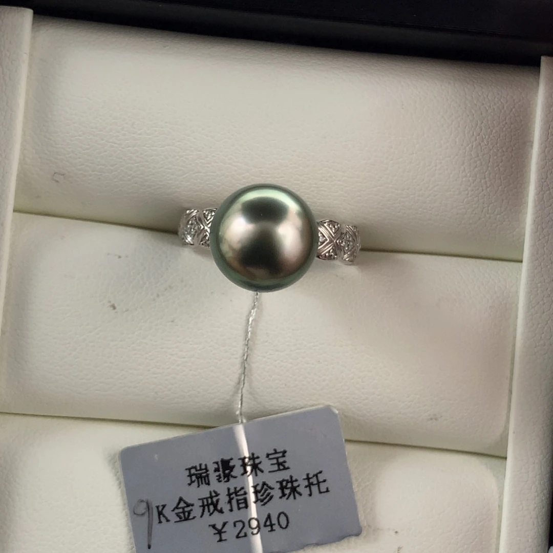 定制海水珍珠未镶嵌裸珠孔雀绿大溪地11-12
