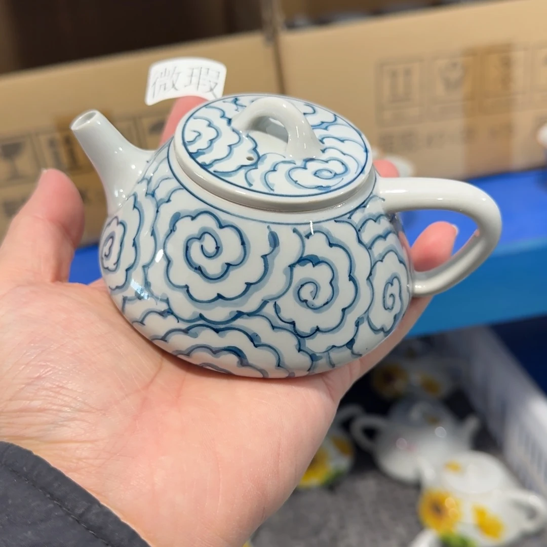 釉下手绘茶具微瑕