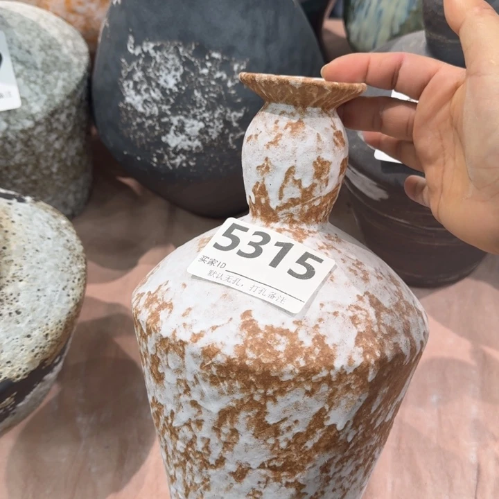 瓷片景德镇高温花器编码5315高25口3默认无孔
