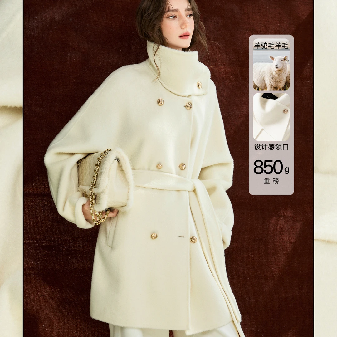 【玛德琳大衣】南瓜谷 冬季马海毛羊驼羊毛女装毛呢外套FY4MN0056-A