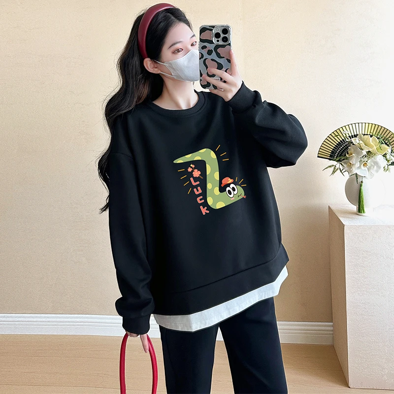 孕妇上衣春秋装2025新款韩系小个子孕妈穿搭休闲运动上下两件套女