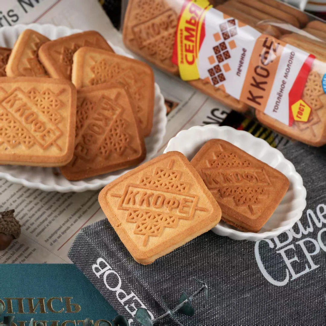 大咖俄罗斯进口伊塔夫牌喝咖啡牛奶时吃的饼干零食早餐335g