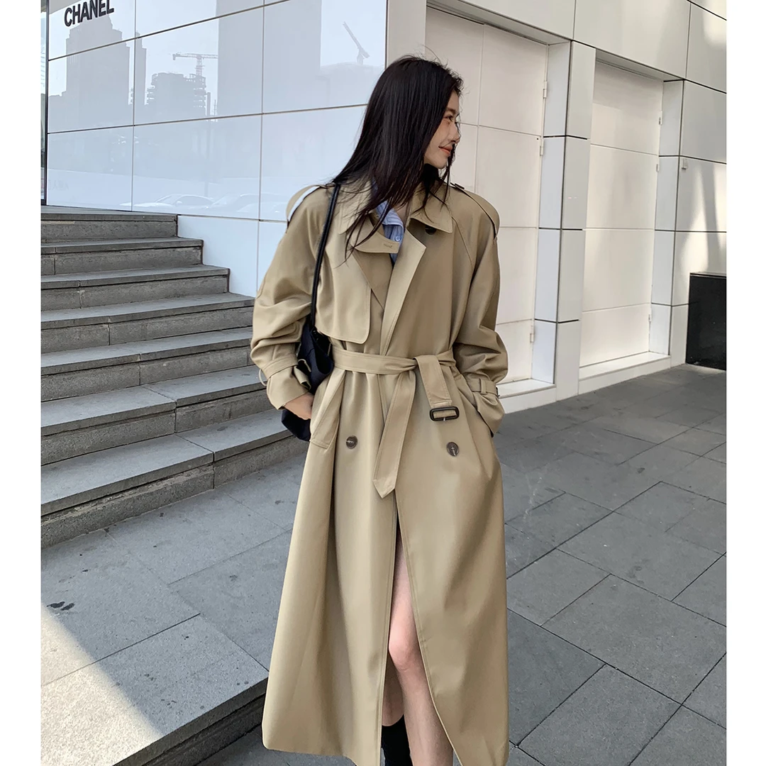 2025秋季新款风衣外套女小个子长款休闲英伦风宽松版女士外套系带