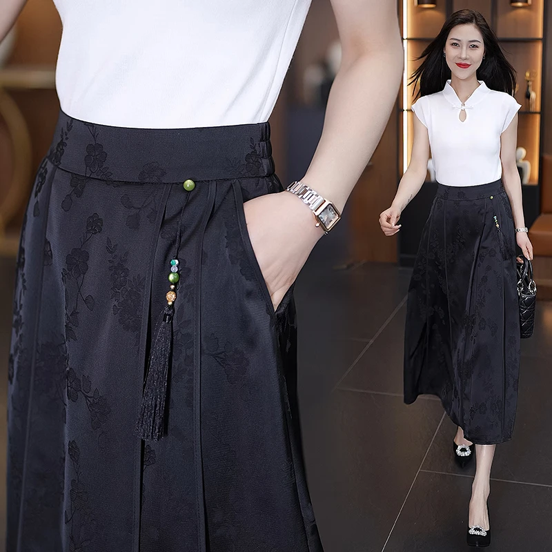 时尚网红复古国风半身裙女中长款2025年韩版新款小个子a字裙ins潮