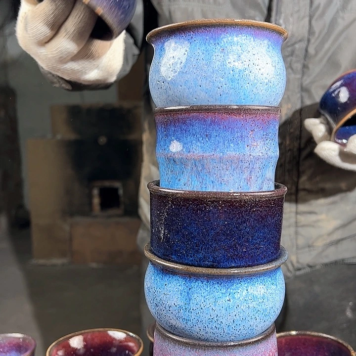 杯喂**喂原矿釉手工制作钧瓷