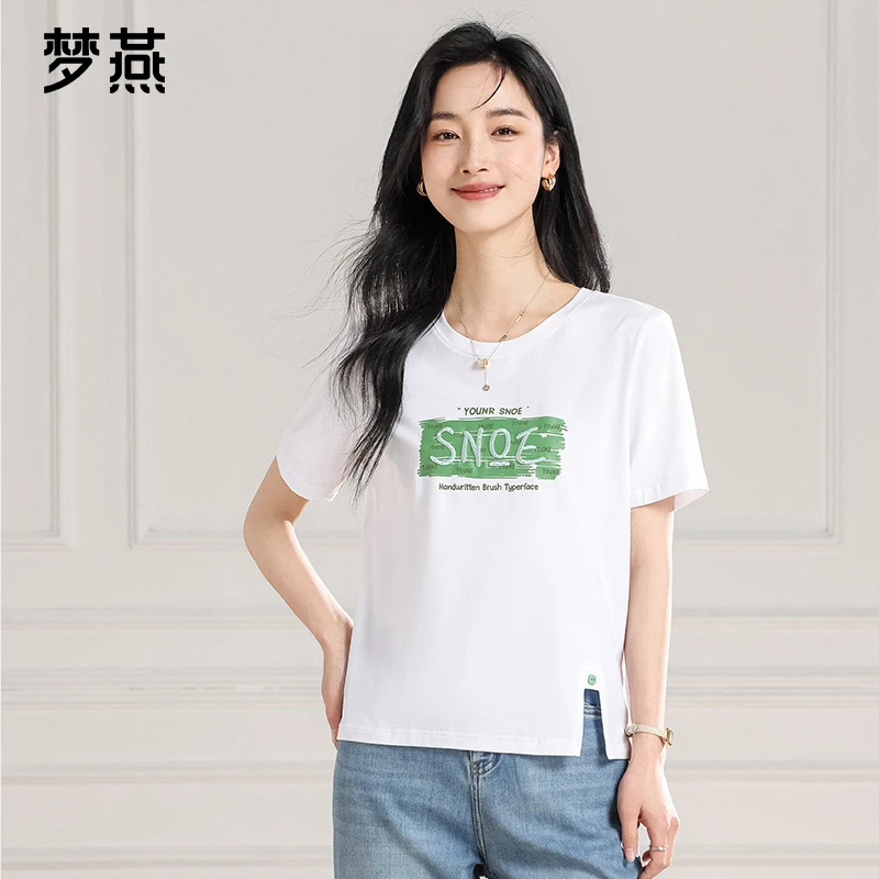 梦燕夏季女宽松显瘦时尚休闲百搭舒适洋气上衣短袖t恤BC01B5010D