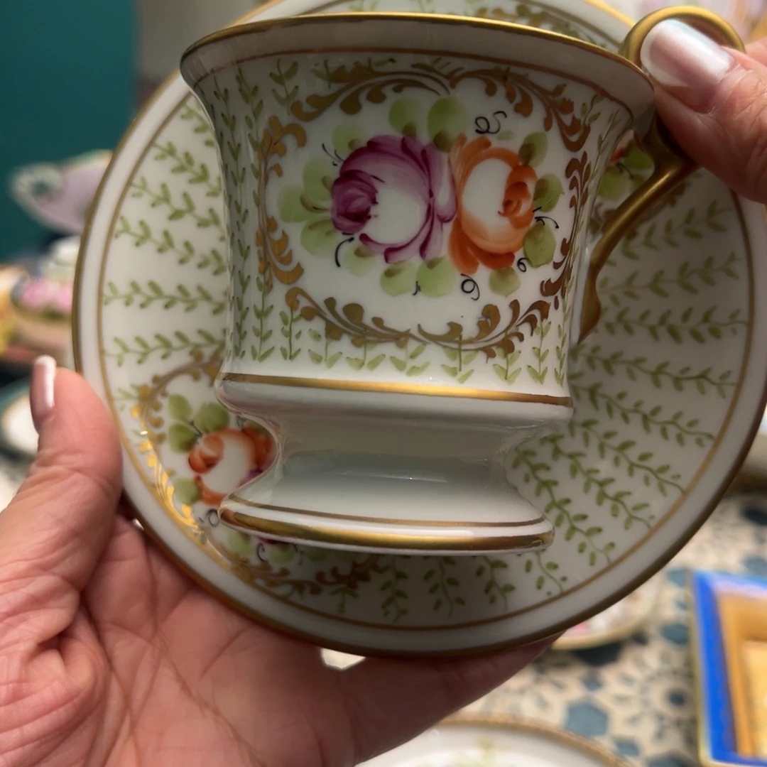 瓷片法国手绘咖啡杯