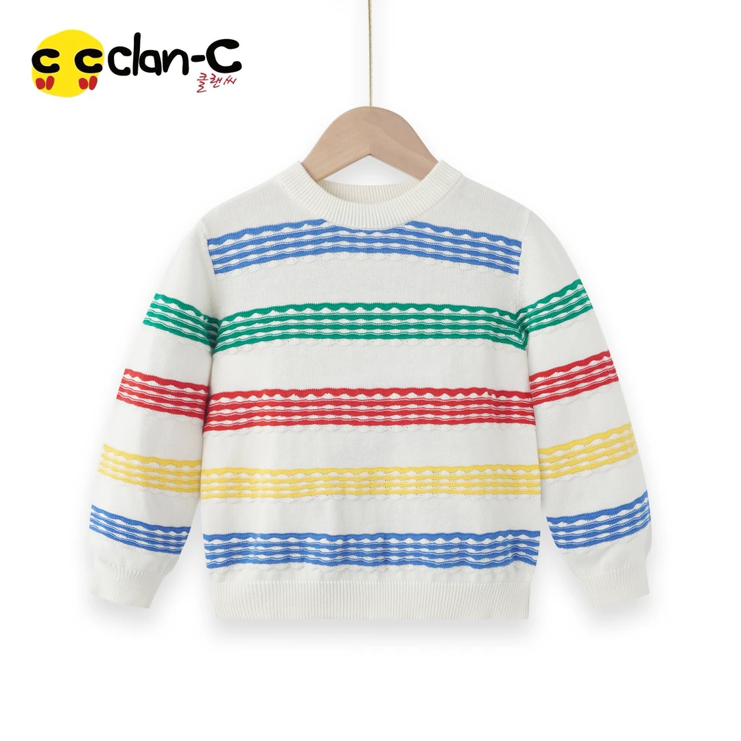 CLAN-C【彩虹堡】秋冬款圆领条纹毛衣针织衫T230