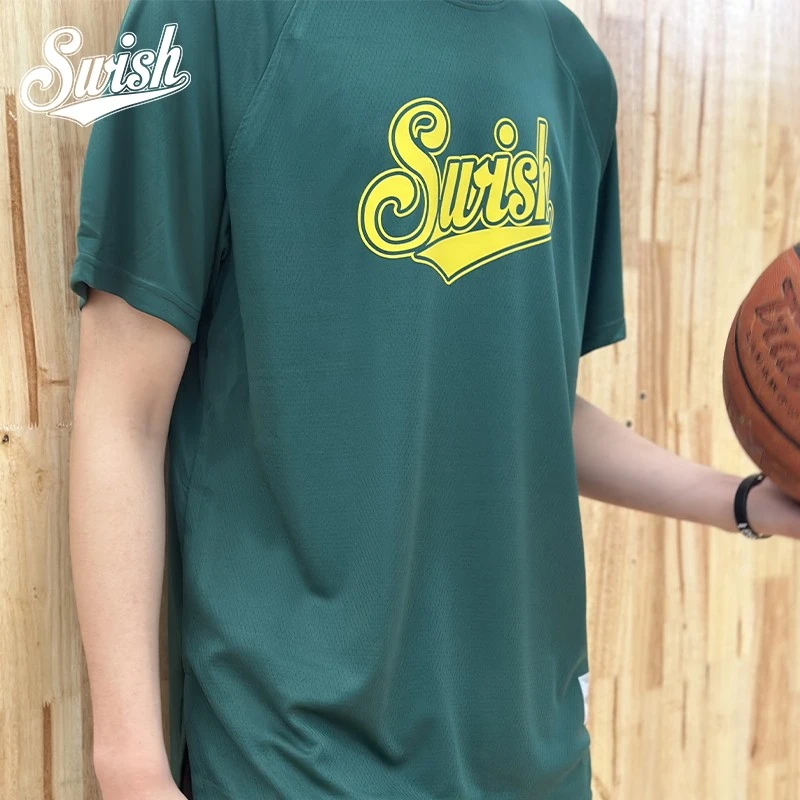 Swish美式字母篮球印花速干短袖男夏季宽松运动t恤上衣投篮服定制