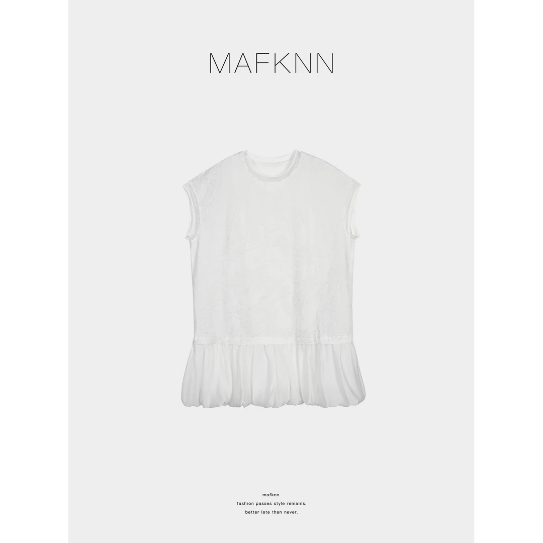 MAFKNN/玛肯时尚休闲简约纯色百搭半袖连衣裙MK12864