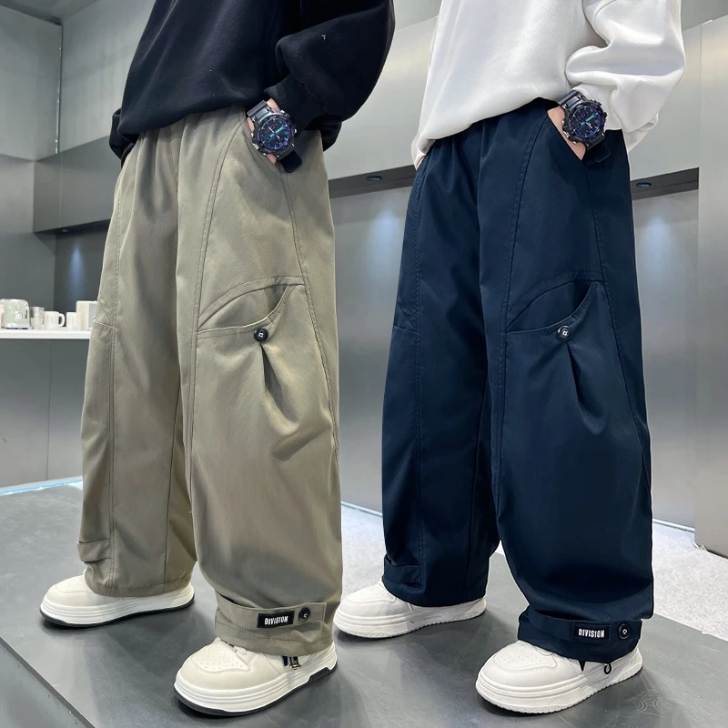 潮牌童装男童工装裤春秋款2025新款儿童宽松休闲裤子中大童帅气潮