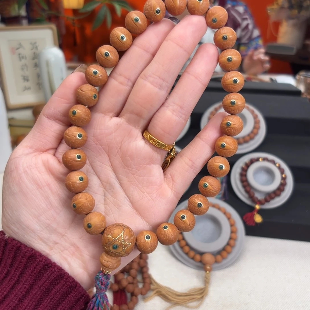 凤眼菩提吊坠狭****赢12毫米手持镶嵌玛n