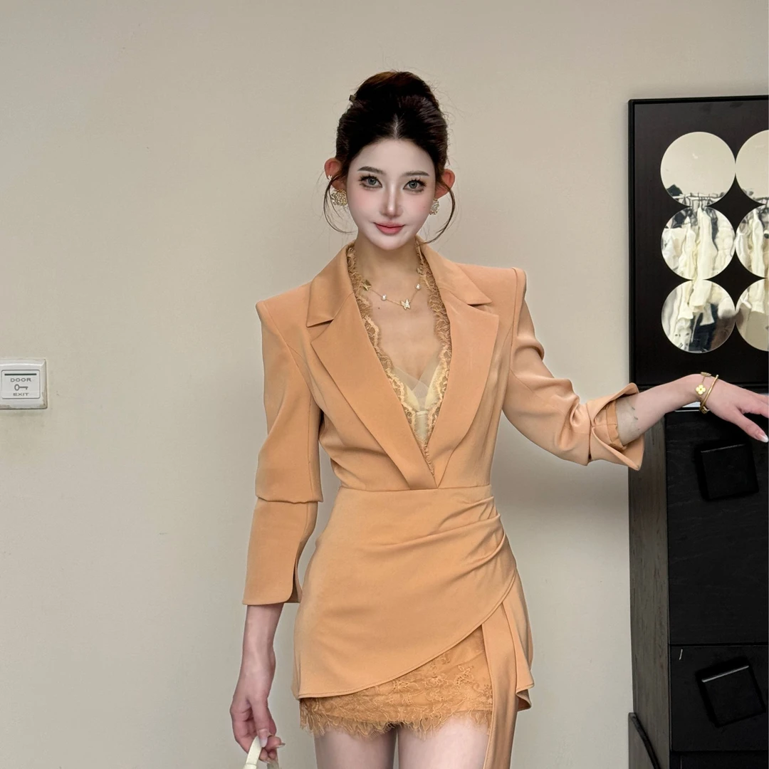 【精选优品】新款时尚修身小众女装气质设计感长袖连衣裙25164