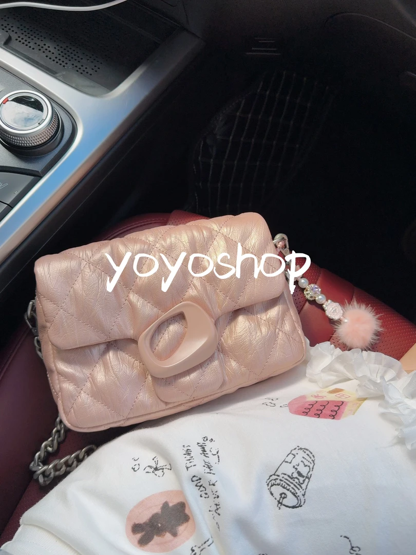 yoyo shop 定制款金粉色绸缎质感包包小众
