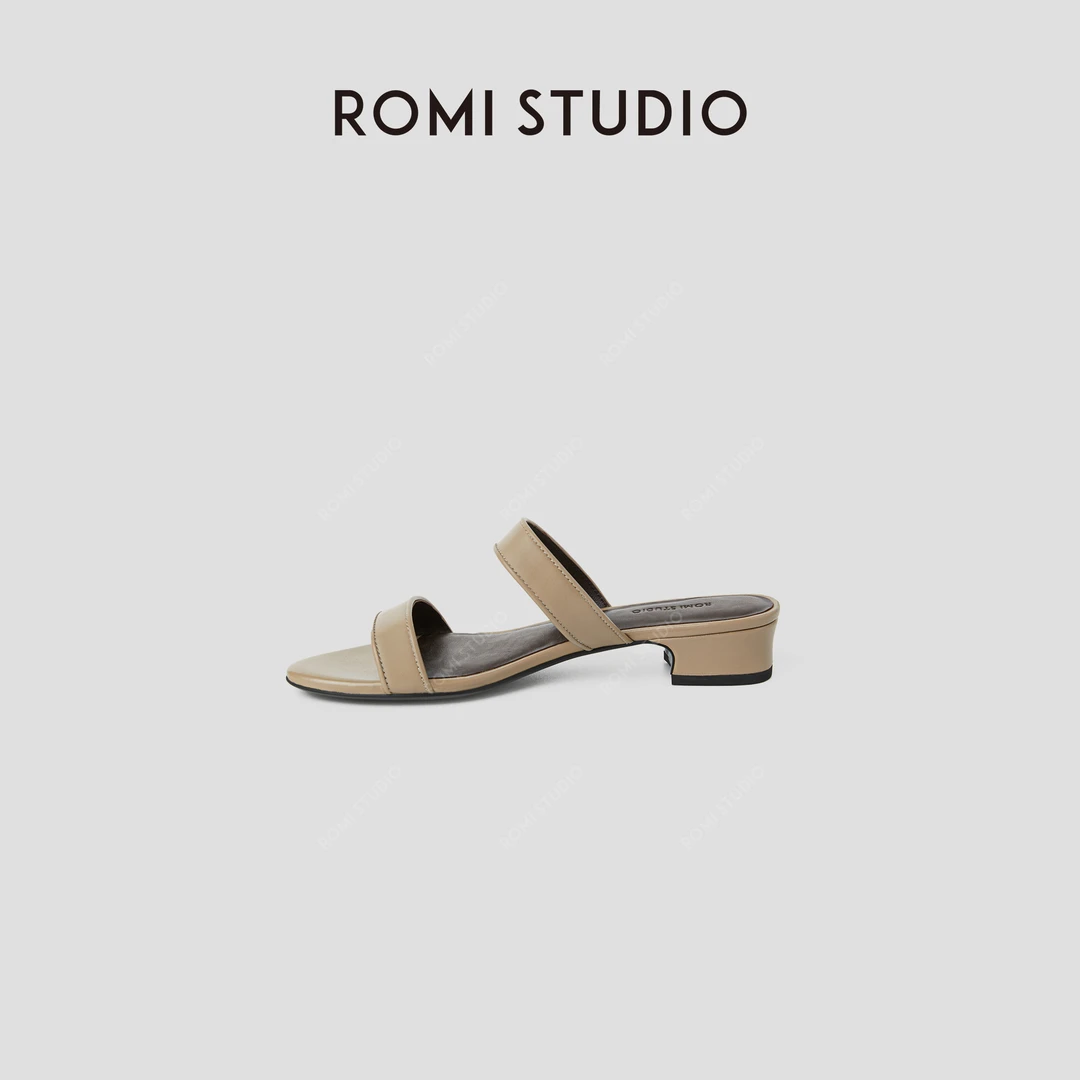 ROMI STUDIO“简约优雅”超软羊皮粗跟一字带低跟凉鞋 RWCRP33617