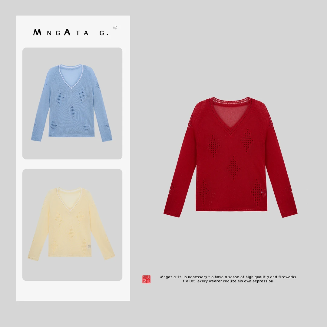 MNGATA G.宫小妍【花影针织】莱赛尔早秋新中式中国风上衣4122325