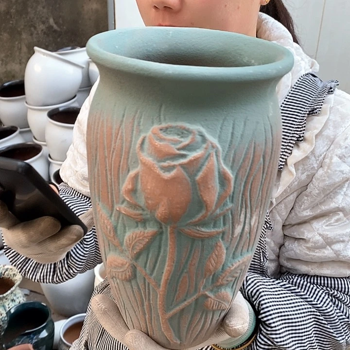 紫砂花盆瑕疵口15高25