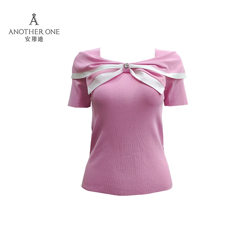 ANOTHER ONE安那迪掐腰设计感上衣甜美气质短袖小衫