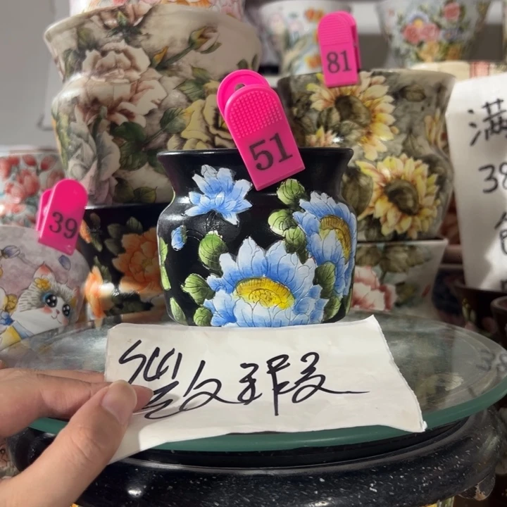 景德镇手绘花盆满38包邮偏远地区除外