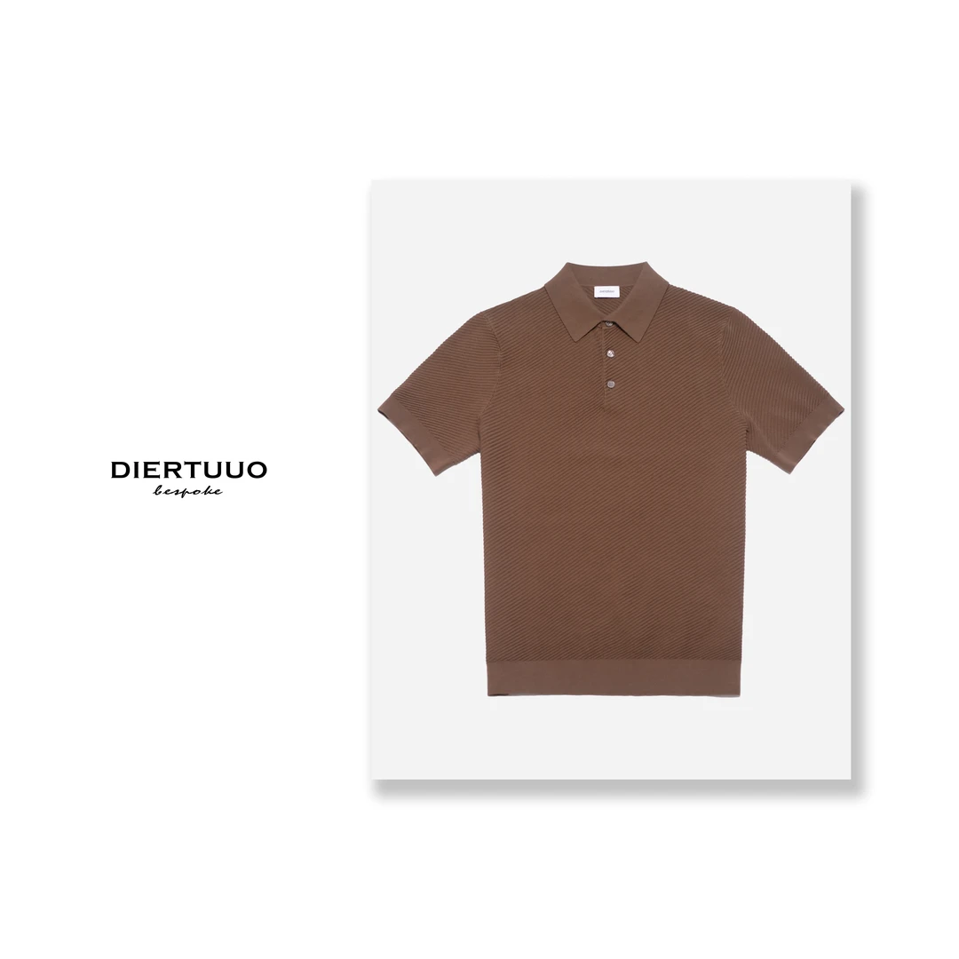 DIERTUUO/迪途夏季男士短袖翻领POLO衫休闲条纹设计舒适穿搭6157