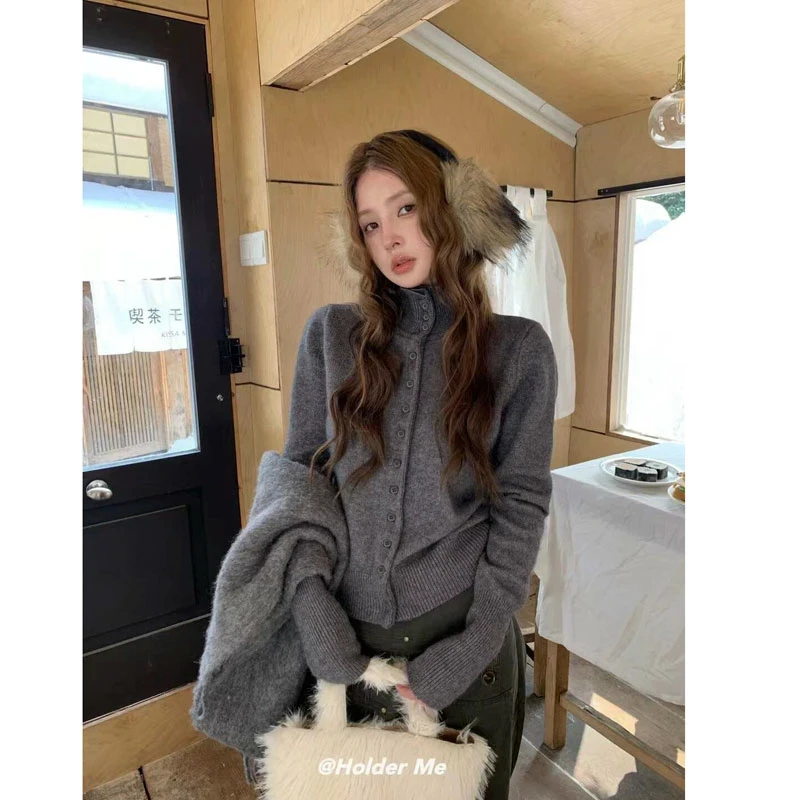 【燕麦色】3851开衫外套超柔软高品质中领上衣