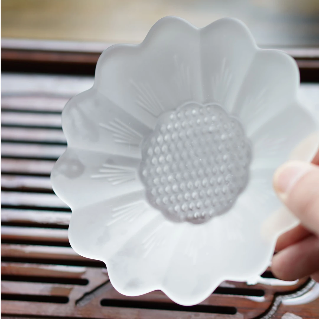 玻璃茶杯垫隔热垫透明茶托茶杯托垫子日式防滑浮雕茶道禅意茶垫托