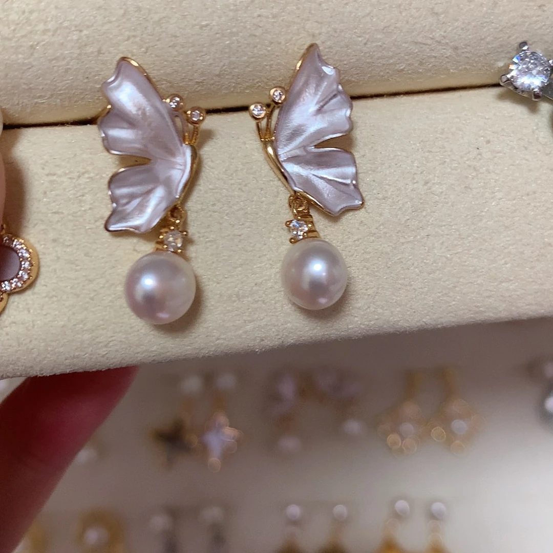 淡水珍珠耳饰合金