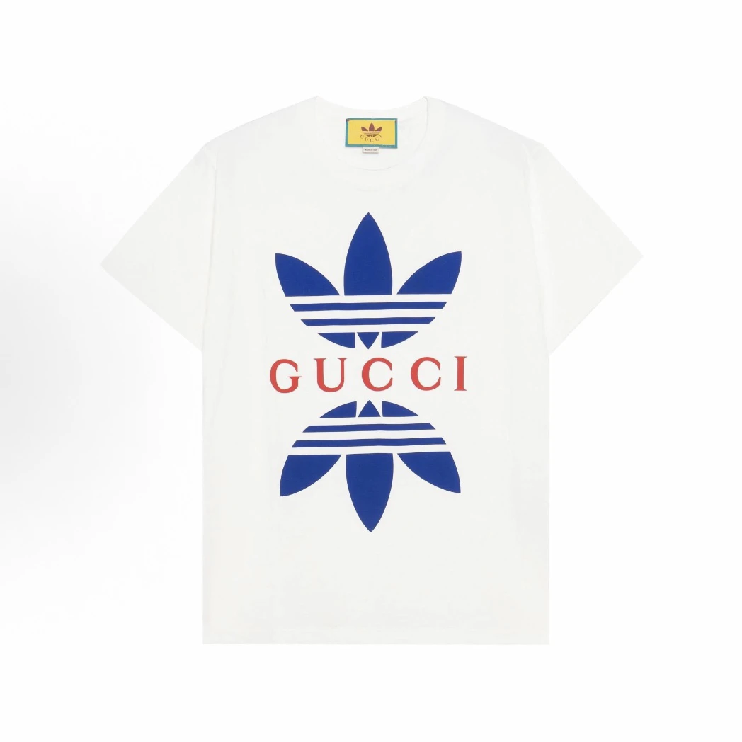 全新未使用 GUCCI/古驰 adidas 联名款字母印花短袖 男女款 白色