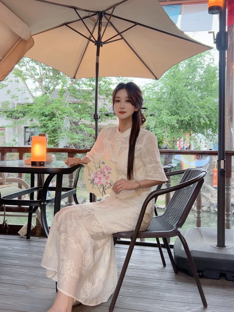 2025夏季新款重工刺绣国风原创套装