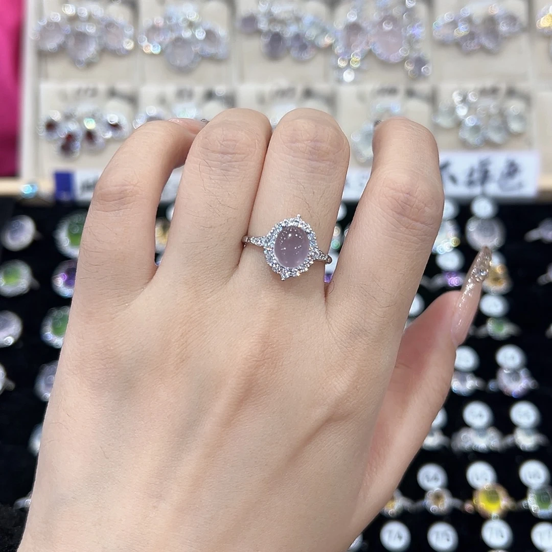 ༺***།银S925镶嵌萤石戒指