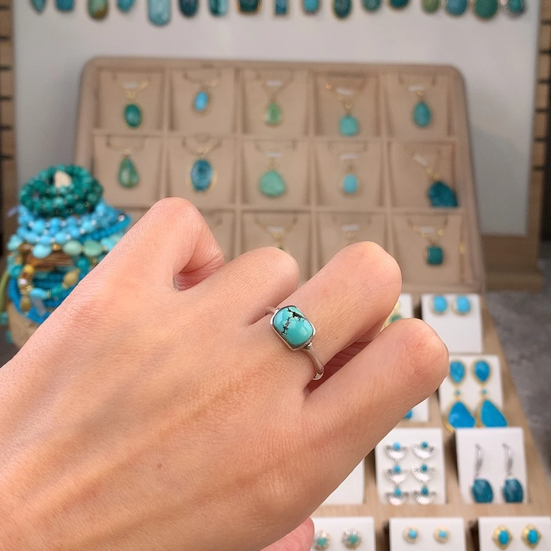 绿松石银S925镶嵌戒指