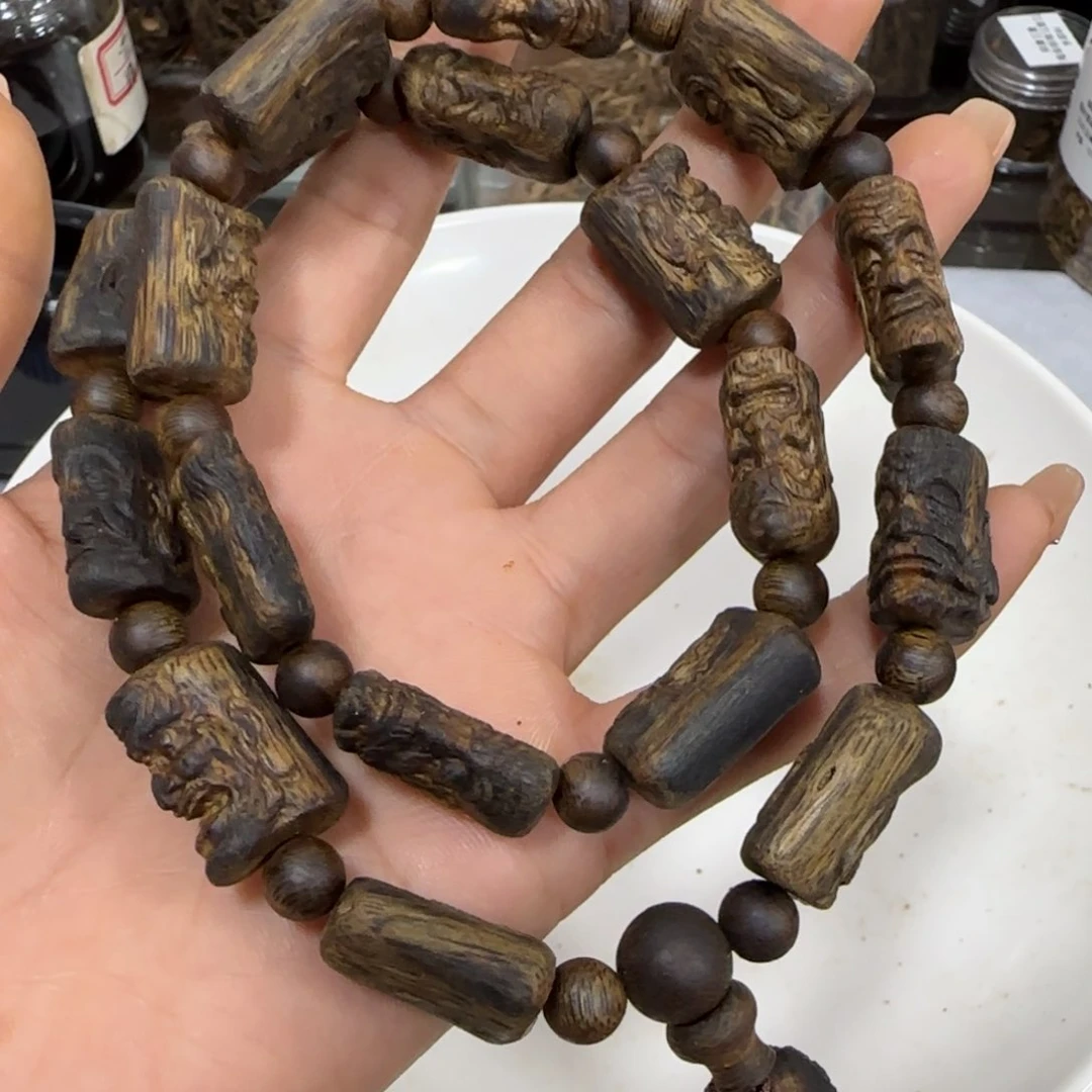手串沉香金*奇楠沉香雕刻十八罗汉手串30