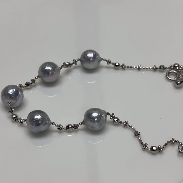 海水珍珠银S925镶嵌手绳8-9mm 25号