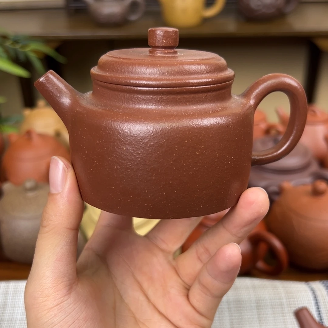 紫砂茶壶紫砂壶德钟红降坡150cc瑕