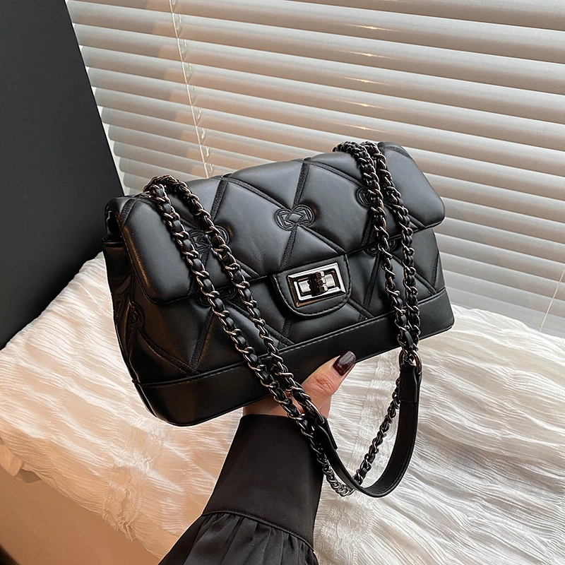 小香风菱格链条包2025新款时尚百搭单肩斜挎包高级感手提包腋下包