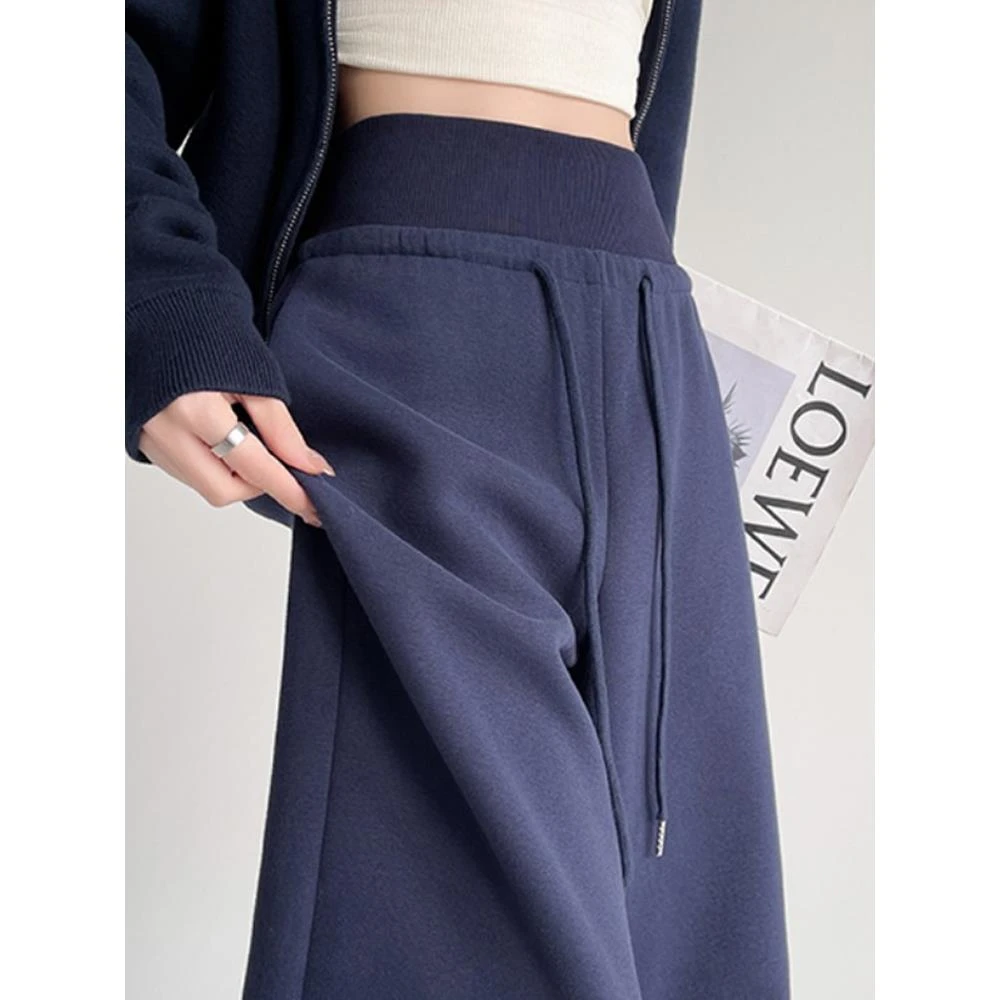 美式藏青色运动裤子女秋季宽松慵懒休闲卫裤小个子今年流行梧桐裤