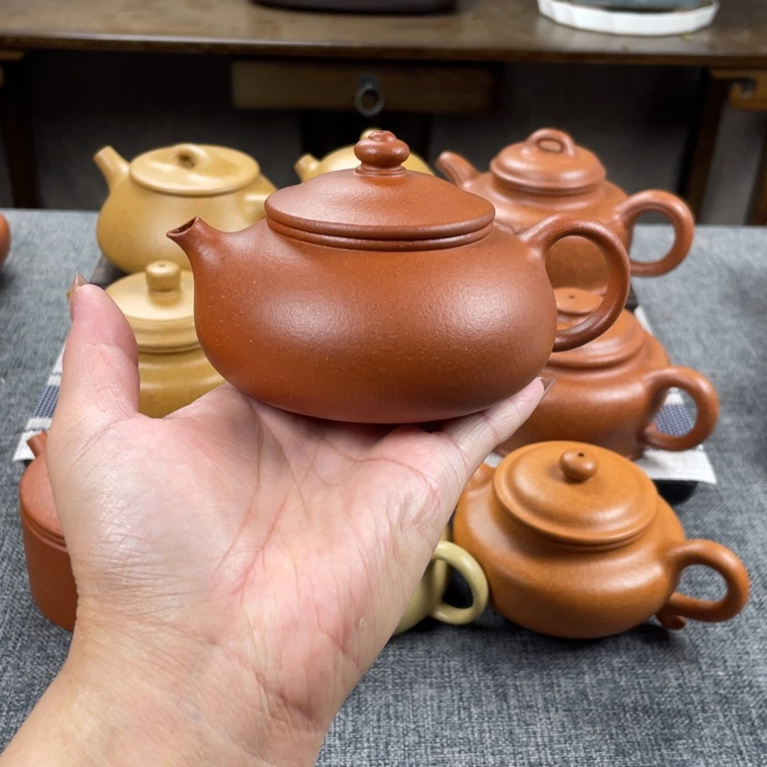 紫砂茶壶红降坡寒江全手40目200