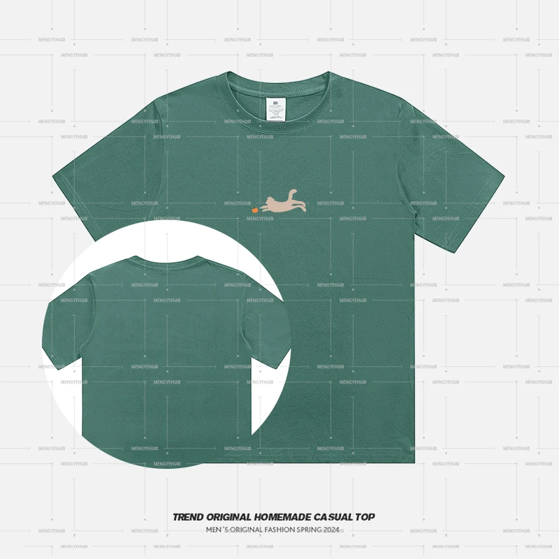 【T恤系列】猫跳 国风色系.青铜. 230g精梳棉男女同款短袖