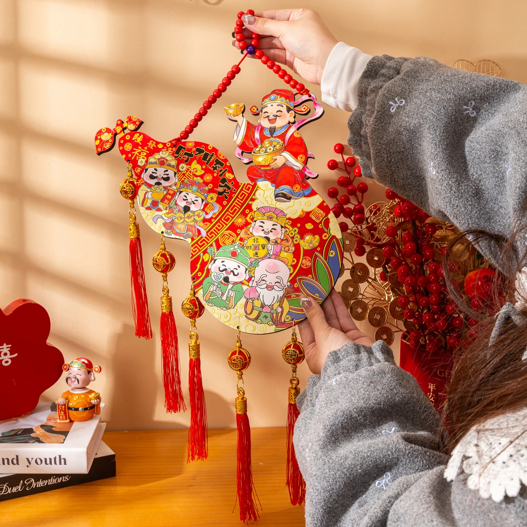2026年新款五路财神葫芦款新年春节室内玄关客厅吉祥喜庆装饰挂饰