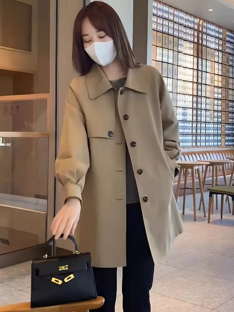 中长款高级感风衣女春秋季新款韩版宽松百搭气质卡其色大衣外套潮