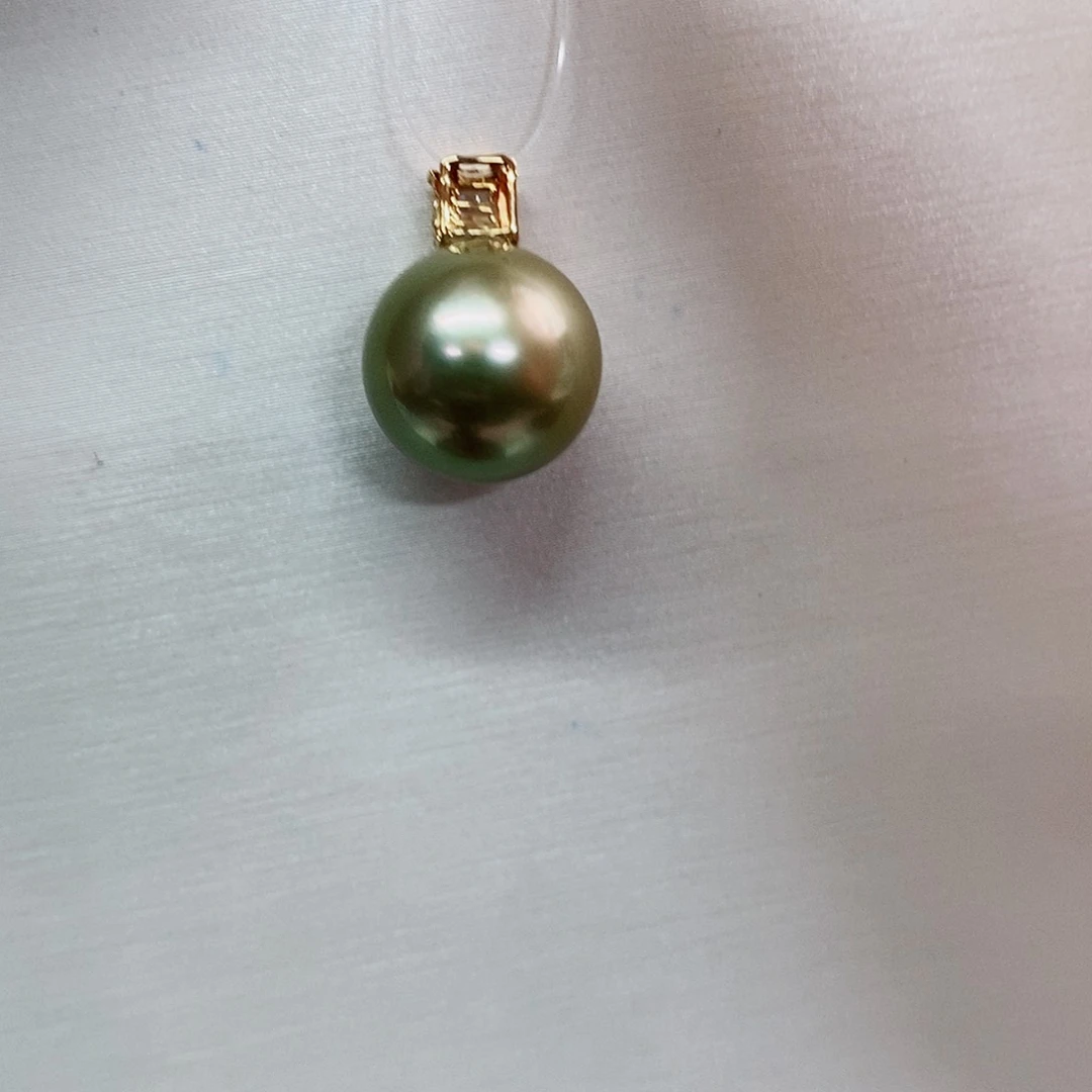 吊坠(不含链)18K金镶嵌海水珍珠11-12