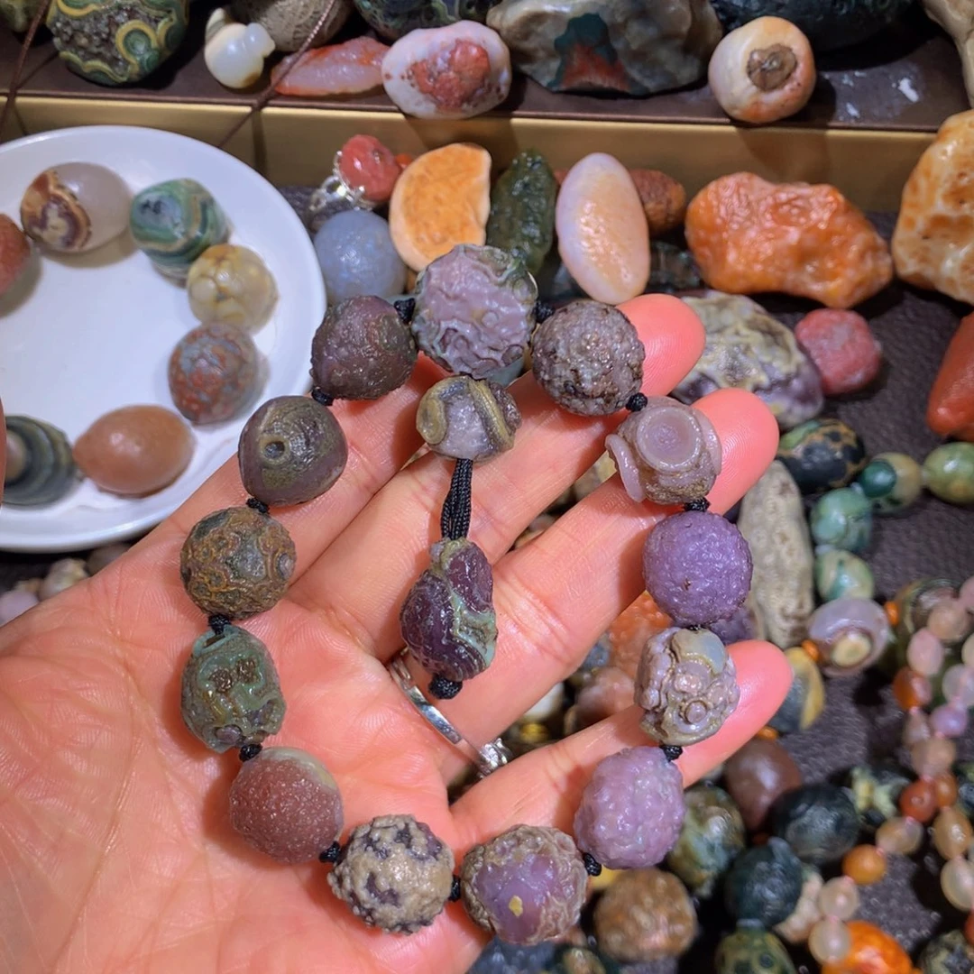 石材阿拉善紫色眼睛石手串